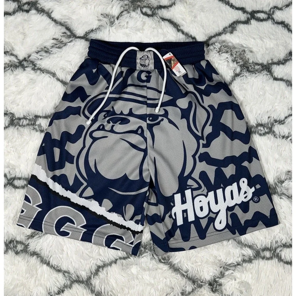 MITCHELL & NESS Georgetown Jumbotron 2.0 Sublimated Shorts Blue Mens S *NEW* $75
